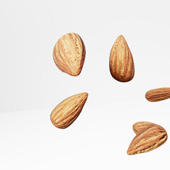 almonds isolated on white background