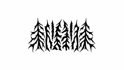 Abstract Black and White Stylized Pine Forest Silhouette Logo Emblem