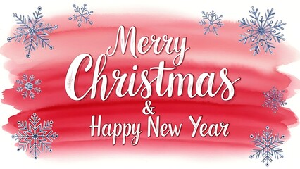 Merry christmas and happy new year festive greeting with snowflakes