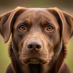 A portrait of a brown labrador retriever conveys trust and loyalty, showcasing a beloved canine