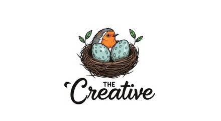 A bird nestled warmly among eggs in a whimsical nest, a symbol of fresh concepts