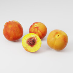 peaches on white background