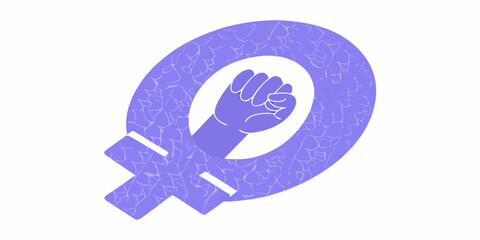 Feminist symbol with raised fist in lavender representing women s empowerment and gender equality