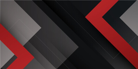 Abstract overlap dark background with red arrow shapes pattern element design. Cool banner background concept.