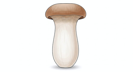 King Oyster Mushroom Isolated on White.