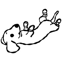 Cute Upside Down Dachshund Relaxing in Cozy Winter Cheer Adorable Christmas Dog Line Art Illustration for Holiday Clipart Crafting and Festive Designs