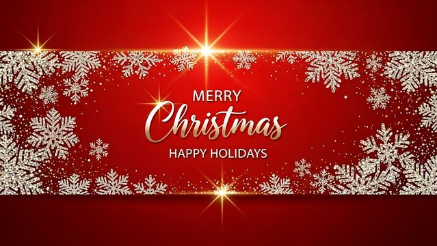 Elegant merry christmas and happy holidays greeting with snowflakes and stars