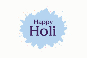 Happy holi festival greeting with light blue paint splash