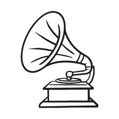 Vintage gramophone silhouette icon for retro music and audio entertainment