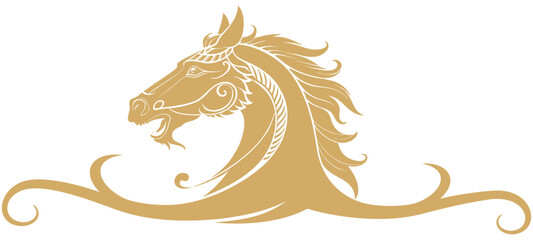 vector illustration of a chinese horse with ornaments