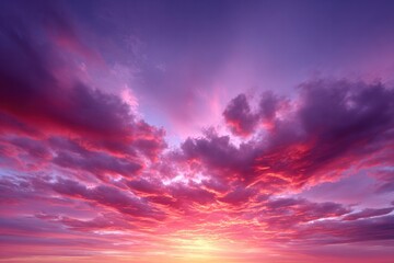 Obraz premium Sky Symphony: An ethereal display of nature's artistry with the sky ablaze in hues of crimson and lavender. This image evokes feelings of awe and serenity, a masterpiece painted by the setting sun.