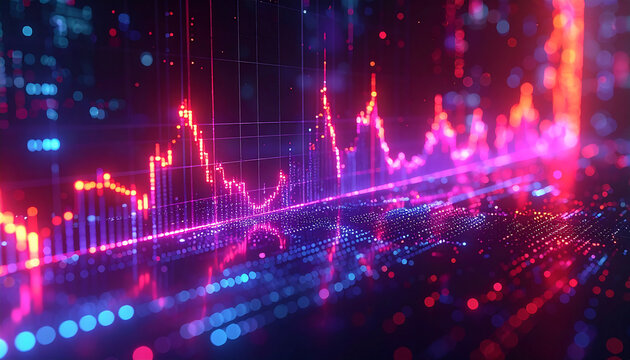 Digital finance: Digital financial data stream, with vibrant data charts. showcasing the dynamism and complexity of digital finance.