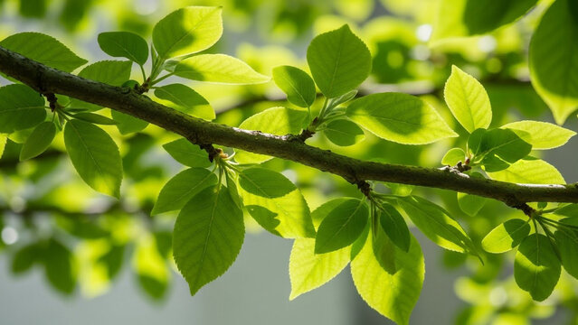 Fresh green leaves shimmering in sunlight, representing new beginnings and growth, perfect for nature blogs, eco-friendly campaigns, and wellness promotions - Powered by Adobe