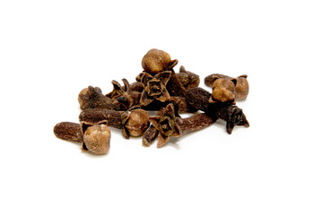 Whole Dried Cloves Spice Pile Isolated White Background Culinary Aromatic