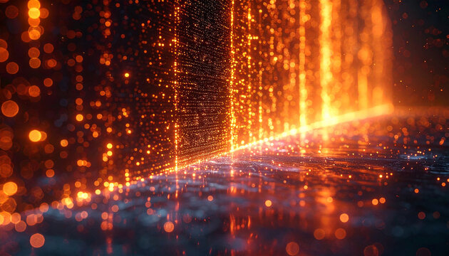 Digital Luminescence: A mesmerizing display of digital data flowing in a vibrant, futuristic environment, creating an atmosphere of technological innovation and abstract beauty.