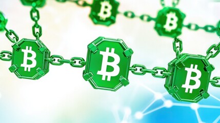 A chain with a bitcoin illustrating the concept of blockchain-based ai-driven analytics for cryptocurrency operations