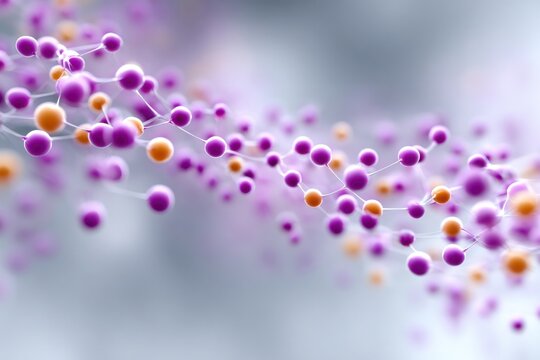Molecular Abstract: A mesmerizing macro photograph unveils a vibrant network of connected molecules, their spherical forms intertwined with delicate lines.