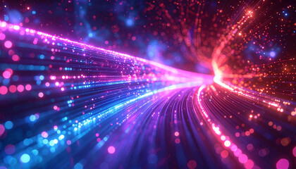 Vivid Light Trail: a dynamic and futuristic scene of light and color, with trails of illuminated particles creating a sense of energy and movement.