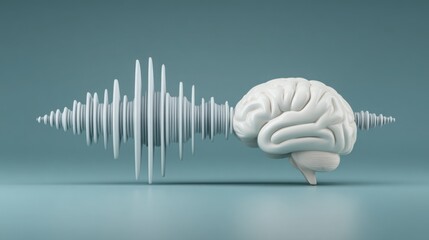 Human brain with sound wave highlighting the connection between neural signals and auditory processing mechanisms