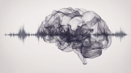 Brain with sound wave illustrating the concept of signal presence in a neural signal field representation