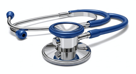 Blue stethoscope isolated on white.