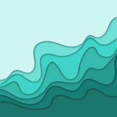 3d abstract blue wave background with paper cut shapes. Layout vector design. eps 10
