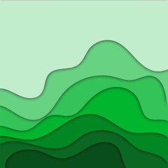 Fashion green poster paper cut wave luxury design background. Vector illustration vogue drape banner. eps 10