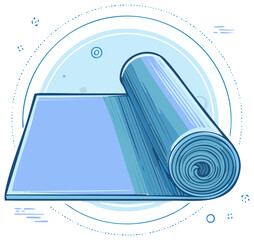 Light Blue Yoga Mat Partially Rolled Up for Fitness and Exercise Equipment