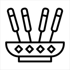 a Chinese classic incense icon with black single line style for design element or coloring book element