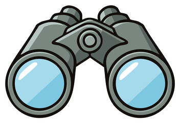 Illustration of Grey Binoculars with Blue Lenses for Observation