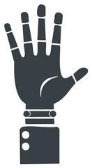 Flat design hand with fingers spread in a distinct salute gesture and stylized cuff detail
