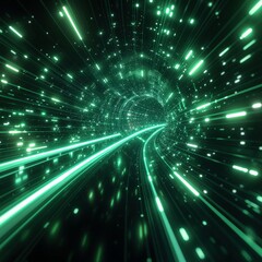 Naklejka premium Abstract Digital Data Tunnel (Information Flow)