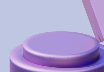 3d Render Podium product display or Empty room interior design square stage minimal scene, Display plinths. Stand purple violet color