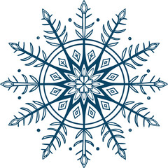 Elegant hand-drawn snowflake design offers a winter holiday mood, perfect for adding a festive touch to seasonal greeting cards or creative projects
