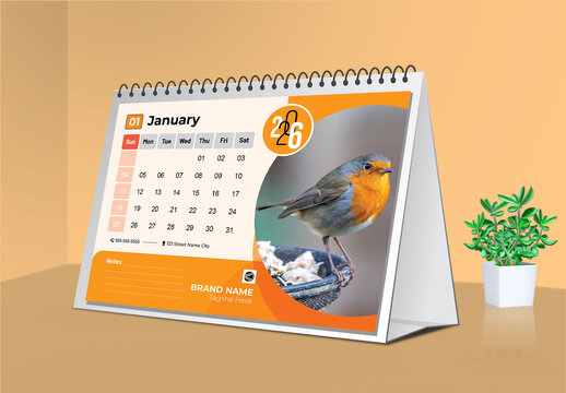 Desk Calendar 2026 Design Layout