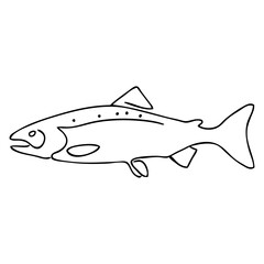 Dibujo de línea continua de salmón o trucha  © teracreonte
