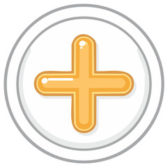 Fototapeta premium Shiny Amber Plus Sign Inside Gray Circular Border Icon Addition Symbol Graphics