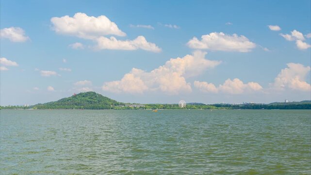 Summer timelapse scenery of Wuhan East Lake Scenic Area