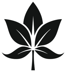 Single bold graphic leaf illustration featuring a five-lobed stylized design element and organic plant shape