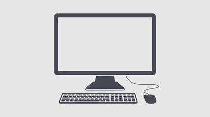 Fototapeta premium A simple illustration of a desktop computer setup with a monitor keyboard and mouse on a light background