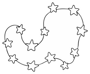Whimsical Star Garland Doodle Outline