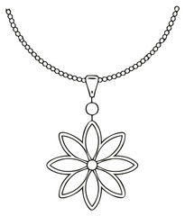 Elegant flower pendant necklace line art for decorative use