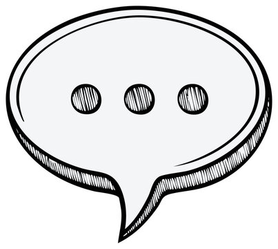 Drawn speech bubble with dots symbol communication expression thought concept