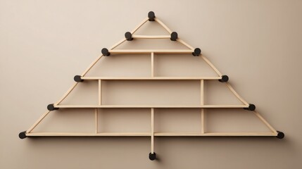 Wooden shelf displaying a black ball on top representing goals and achievements in task management design