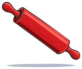 Red Rolling Pin Illustration for Baking, Cooking, and Kitchen Themes
