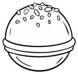 Whimsical cartoon illustration of a round baked good with textured top