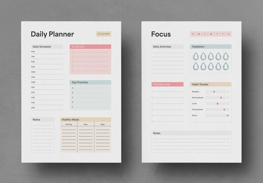 Modern Weekly Planner and Daily Focus Template