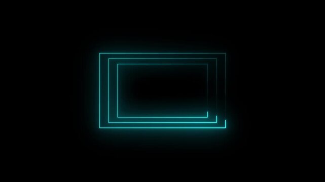 cyan Neon Glowing Rectangle Frame Animation with Smooth Light Outline Motion for UI/UX Interface Elements, Website Overlays, App Screens, Digital Panels and Tech Backgrounds