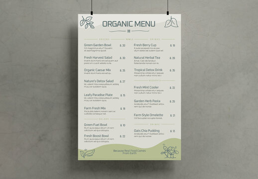 Organic Food Menu Template