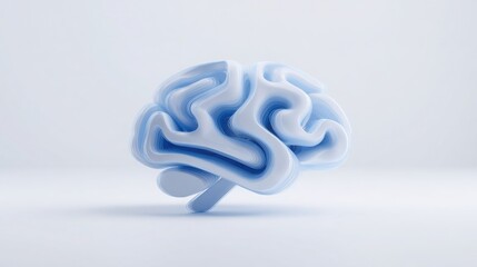 Unique artistic representation of a blue and white brain illustrating concepts of intelligence and neural functionality